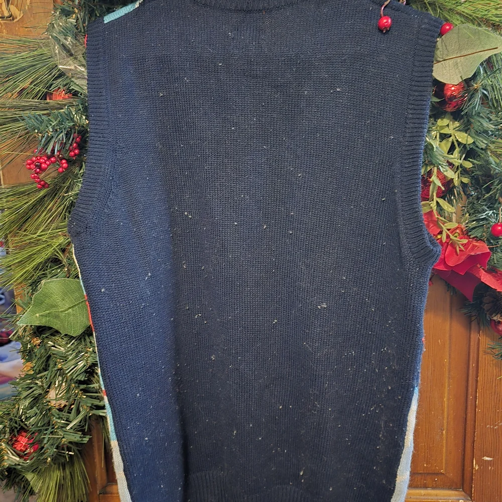 Ugly Christmas Sweater Vest Snowman Adult Size Large Button Up Christmas Party - Picture 5 of 5